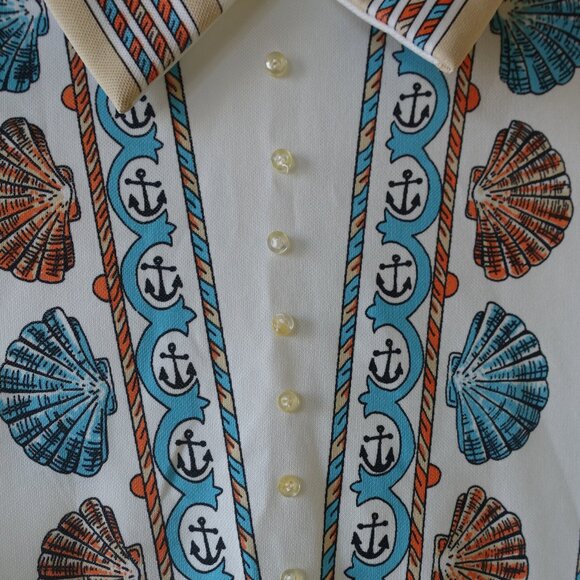 Trissi doubleknit polyester shells clams vacation vacay top S SM Small Medium M - Picture 6 of 16